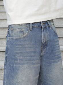 Claim Dot Men's Loose Casual Bermuda Denim Shorts Jorts With Pockets Going Out Hang Out Commute Vacation Urban - Medium Wash - View 6