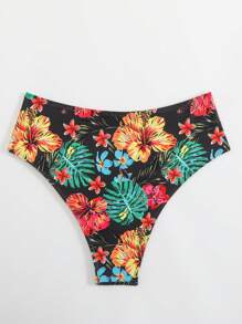 SHEIN Swim Curve Plus Size Women Mixed Print Simple Daily Summer Beach / Swimwear Bottom - Multicolor - View 2