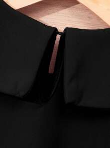 SHEIN Vestido elegante y lindo para niña preadolescente con decoración de lazo rojo para ocasiones cotidianas y de princesa - Negro - Ver 4