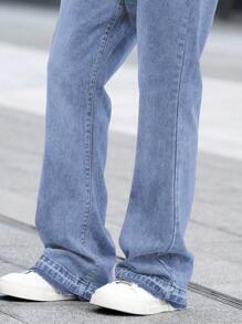 Manfinity Homme Men's Casual Straight Leg Washed Denim Jeans