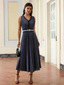 ZEYLAH 女士简约休闲长裙，日常时尚 - 藏蓝色 - 查看 5