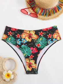 SHEIN Swim Curve Plus Size Women Mixed Print Simple Daily Summer Beach / Swimwear Bottom - Multicolor - View 1