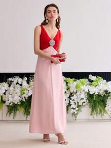 MOTF Soiréza VÁY HOA STEREO COLORBLOCK - Đỏ - Xem 6