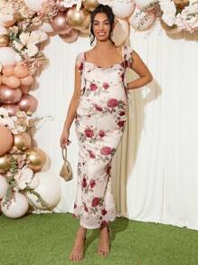 Loomaby Maternity Printed Dress, For Baby Shower Party - Multicolor - View 1