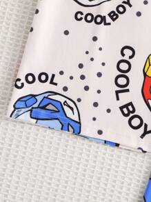 Tween Boy Apricot Superhero Allover Print Short Sleeve Tee And Shorts 2 Pieces Pajama Set Snug Fit Youth Tween Boys Summer Clothes - Apricot - View 8