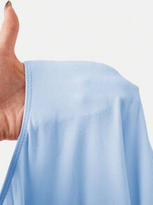 2pcs/Set Tween Girls Slim Fit Knitted Square Neck Basic Short Sleeve Jumpsuit - Baby Blue - View 9