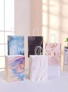 SHEIN Túi quà tặng họa tiết đá cẩm thạch 6 chiếc, Túi giấy gói quà hiện đại cho tiệc Valentine - Hồng - Xem 5