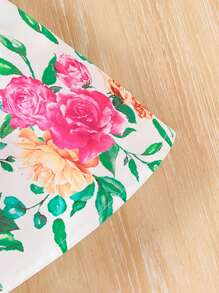 Baby Girl Clothing & Outfits Rose Flower Print Flat Top With Bubble Sleeves And Skirt Elegant Summer Suit ,Suitable For Parties And Gatherings, Daily Leisure Activities Outside - Multicolor - View 6