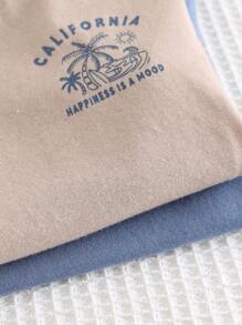 Cozy Pixies 2pcs/Set Young Boy Cartoon Animal Print Soft Knit Crew Neck Short Sleeve Pullover T-Shirt