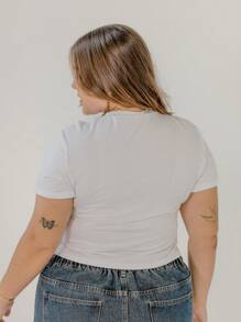 Aralina 大码女式休闲百搭纯色短袖上衣