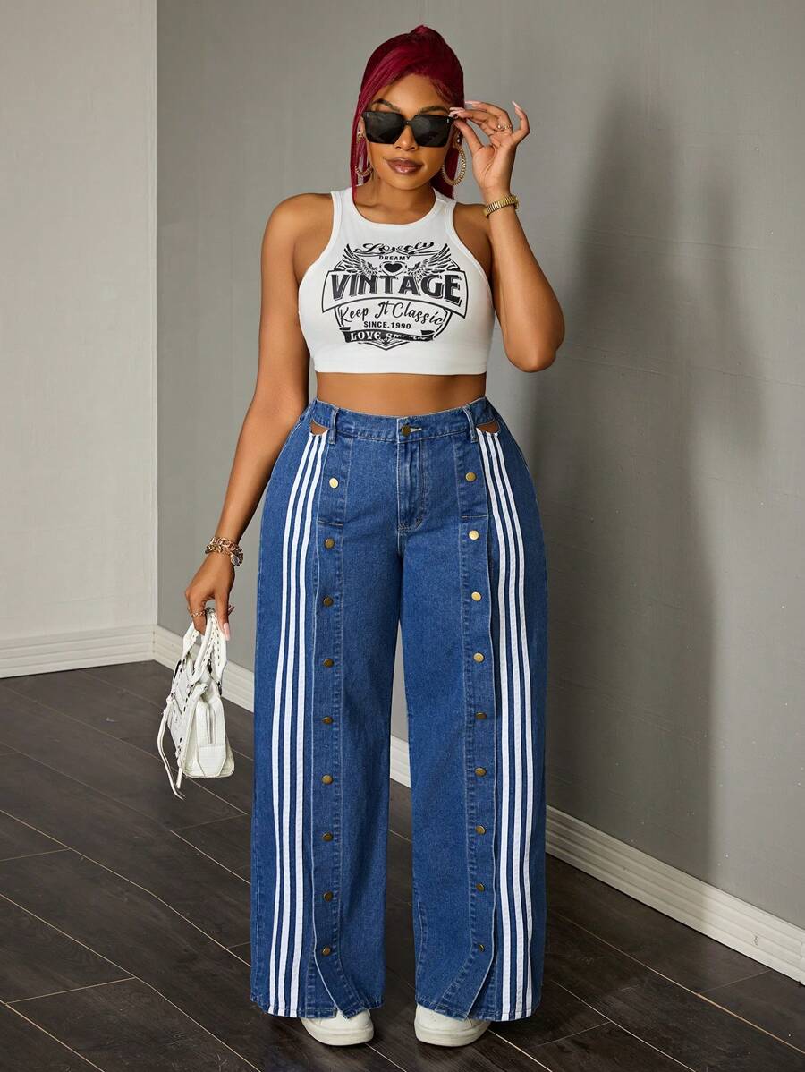 SHEIN SXY 大码休闲日常牛仔裤