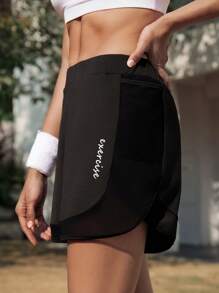 Hanevo New Mesh Patchwork Printed Athletic Shorts For Summer Sportwear For Daily Wear - Black - View 4