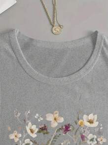 INAWLY 女士休闲花卉印花圆领 T 恤，适合春秋季节