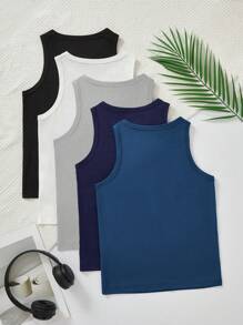 5 piezas/paquete Camiseta interior informal cómoda para adolescentes varones - Multicolor - Ver 2