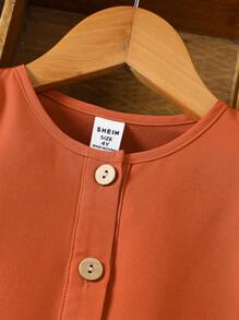 Ramadan Girls Modest Patch Ruffle Trim Long Sleeve Robe Robe With Headscarf, Suitable For Spring & Autumn - Orange - View 5