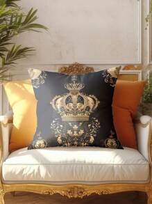 4pcs Plush Crown Pattern Pillow Covers, Soft Comfortable, Hot Selling, Home Decorative Cushion Covers For Sofa/Living Room/Bedroom, No Pillow Inserts Included