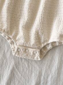 Vintaside Kids Baby Girl Floral Embroidery Ruffle Collar Short Puff Sleeve Cute Bodysuit - Beige - View 6