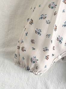 SHEIN 女宝宝田园风春夏无袖背心，设计清新简约，有弹力腰带，配松紧脚踝连体短裤。 - 杏色 - 查看 5