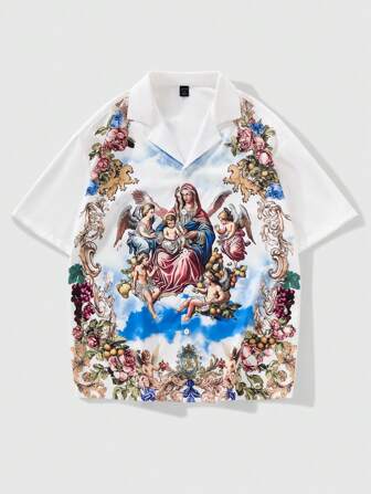 Street Life Camisa casual de manga corta para vacaciones de estilo Y2K y streetwear para hombre, adecuada para uso diario en primavera y verano