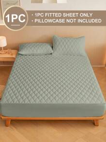 1件床笠，床上用品，床垫保护套，床罩，菱形格纹床笠，舒适家纺，透气防起球床垫保护套，纯色菱形床罩，卧室装饰，装饰床罩 - 綠色 - 查看 2