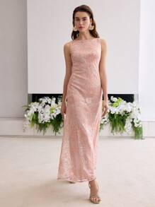 MOTF Soiréza Vestido de noche formal con bordado de lentejuelas