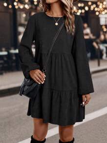 EMERY ROSE 女士纯色长袖连衣裙，简约时尚，适合夏季