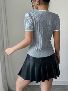 Elenzga Butterfly Embroidered Women's Short Sleeve Knit Top