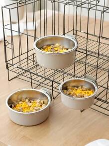 悬挂式狗碗，可拆卸不锈钢狗食碗水碗，二合一可升降宠物笼喂食盆宠物用品 - 彩色 - 查看 2