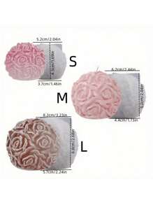 Multisize Rose Ball Candle Mold 3d Rose Shaped Silicone Mold Big Ball Aroma Mold Valentine Resin Casting Mold Diy Candle Soap Polymer Clay Gypsum Craft - White - View 2