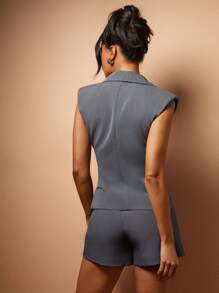 Hauture Women's Sleeveless Solid Deep V Neck Casual Top, Minimalist & Fashionable For Daily Wear - Grey - View 2