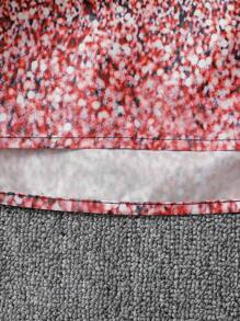 Vestido de Festa Casual de Primavera/Verão, Férias, Verão, Viagem para Meninas Pré-Adolescentes com Ombro Assimétrico, Babados Sobrepostos, Remendos de Tricô e Tecido Tecido, Estampa Sequinada, Cintura Elástica, Estampa Floral Preta e Rosa - Preto - Visão 5
