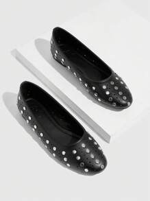 CUCCOO GRLICON 女士 Y2K 风格平底鞋，适合朋克、骑行者、酷女孩、万圣节、圣诞节、派对装扮 - 黑色 - 查看 8