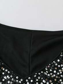 SHEIN CURVE+ 加大码凉爽连衣裙、减压装、优雅时尚女士长礼服 - 黑色 - 查看 5