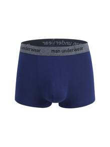Manfinity Underwear&Sleepwear Basics Men's Letter Printed Waistband Comfortable Boxer Briefs , 4 Pcs - Multicolor - View 4
