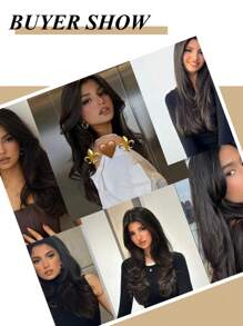 Una pieza de extensiones de cabello natural con clip en forma de V, cabello humano 100% de color negro natural, cabello liso, liviano, transpirable e invisible, adecuado para todo tipo de cabello y uso diario - Natural Black - Ver 6