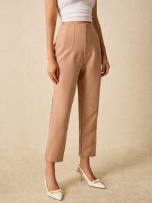 SHEIN Frenchy Pantalones cónicos unicolor de talle alto
