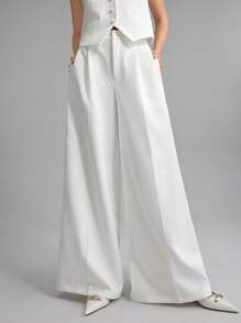 Ontre Simple White One-Row Button Vest & Trousers Casual Business Suit Set For Commuting - White - View 3