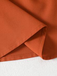 Ramadan Girls Modest Patch Ruffle Trim Long Sleeve Robe Robe With Headscarf, Suitable For Spring & Autumn - Orange - View 8