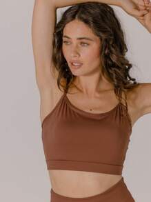 Aralina Leisurewear Active Low Back Cute Crop Top Chocolate With Bag - Camel - View 7