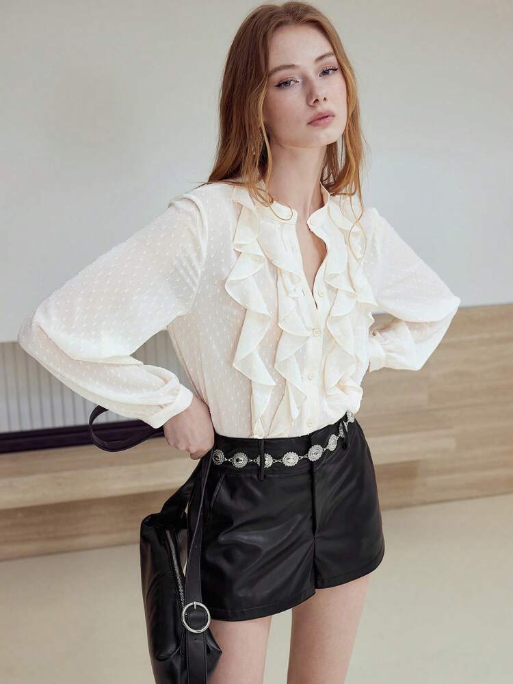 MOTF STUDIO PU LEATHER SLANT POCKET SHORTS