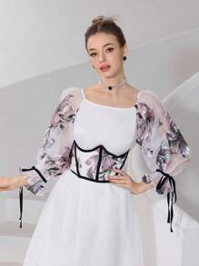 Modelyn 女士优雅花卉刺绣长裙