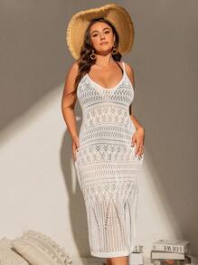 SHEIN Swim Vcay Vestido de talla grande con abertura para cubrir mujer en vacaciones