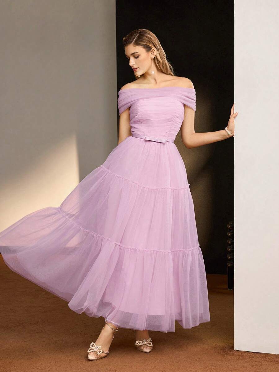 MOTF Soiréza MESH GATHERED EVENING DRESS