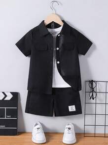 Set de 2 bucăți pentru băiat, ocazional, cu mâneci scurte și pantaloni scurți