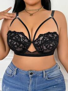 Plus Size Lingerie Bras & Wireless Lingerie Bras, Simple Fashion Casual For Everyday Wear - Black - View 1