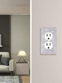 Placas para toma de corriente, cubre enchufes para salidas eléctricas, tamaño estándar 4.50" X 2.76", Placa decorativa de interruptor de luz con cristales de imitación de diamantes plateados para accesorios de dormitorio y decoración del hogar - Plateado - Ver 3