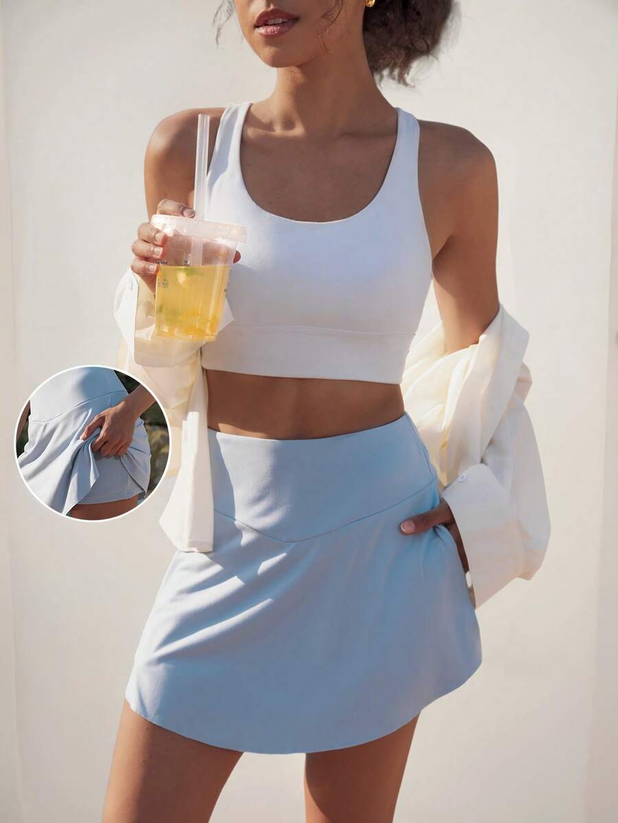 Hanevo Summer Skirt For Women: Light Blue Tennis Skirt Sportswear For Daily Wear