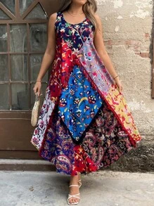 Breezaya Women's Colorblock Bohemian Style Vacation Dress - Multicolor - View 4