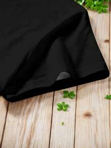 Maria Clara Maia Artist St. Patrick's Day Graphic Glitter Clover Design Women Green Tops, Lucky T-Shirt, Suitable For Summer, Holiday, Festival, Western Wear - Black - View 5