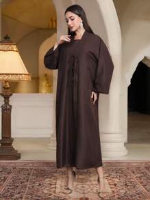 Al Najma Women Long Solid Color Dress And Jacket Arabic Style Set - Multicolor - View 9